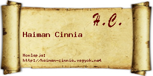 Haiman Cinnia névjegykártya